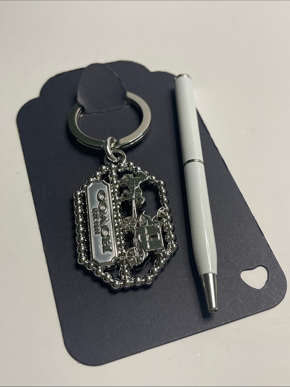 Coach Silver-tone Carriage Logo Keyring and Coach Pen - Picture 4 of 7